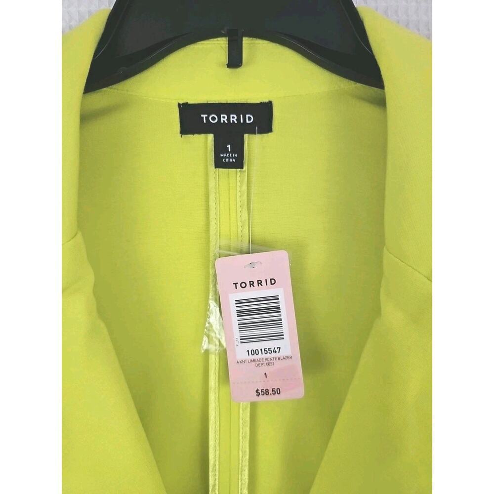 Torrid ~Woman Size 1(1X)~ Line Green Office Wear Blazer Knit Jacket Unlined NWT. - Picture 9 of 16